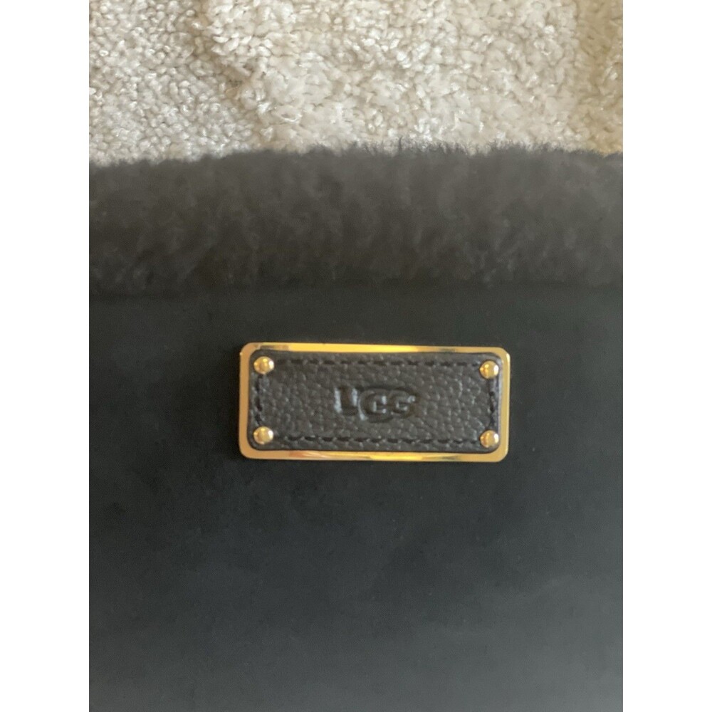UGG Auth Janey II Black Shearling fur Suede Crossbody Bag Gold Hardware Fluffy - Picture 2 of 11